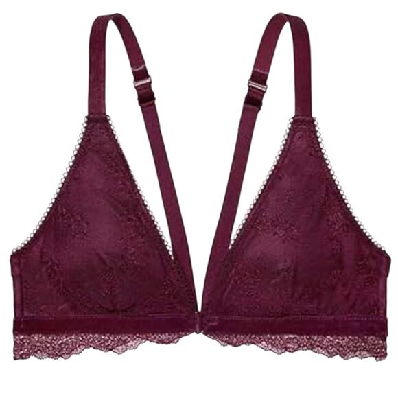 NWT Victoria Secret Front Close Bralette Bra Racerback Adjustable Strap Wine LG - Picture 1 of 6